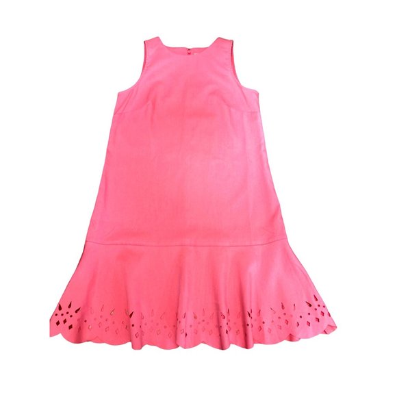 Ann Taylor LOFT Polyester Rayon Coral/Salmon Pink Sleeveless Shift Dress Size 4 - Picture 10 of 10